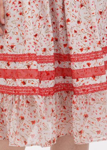 Светло-бежевое кэжуал платье клеш Sassofono с цветочным принтом