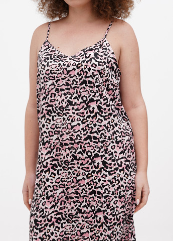 Розовое кэжуал платье платье-комбинация Vila леопардовый