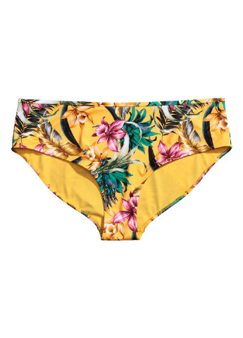 Желтые купальные трусики-плавки с цветочным принтом H&M