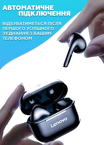 Безпровідні навушники LP40 / Бездротові навушники з мікрофоном Bluetooth для Айфона та Андроїд 8468 Білий 62968 Lenovo (254695228)