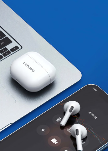 Безпровідні навушники LP40 / Бездротові навушники з мікрофоном Bluetooth для Айфона та Андроїд 8468 Білий 62968 Lenovo (254695228)