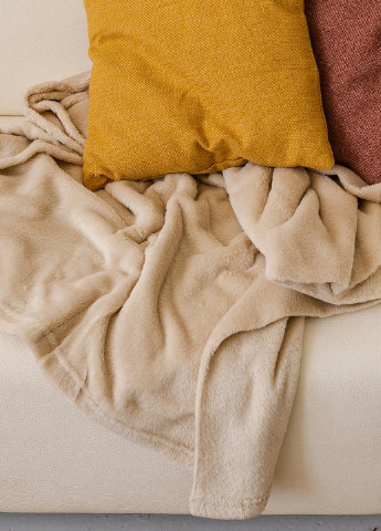Плед покрывало одеяло травка из микрофибры двуспальный 180х200 см (473639-Prob) Кремовый Unbranded (255878340)