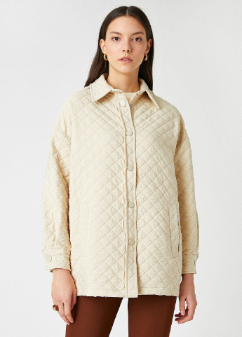 Куртка-рубашка KOTON однотонная молочная кэжуал