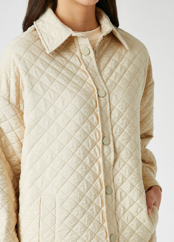 Куртка-рубашка KOTON однотонная молочная кэжуал