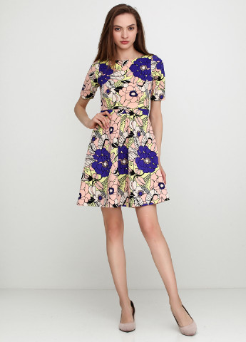 Комбинированное кэжуал платье с коротким рукавом H&M с цветочным принтом