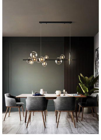 Люстра потолочная подвесная на 10 лампочек AT33/10-bk-k Черный 30х30х120 см. Sunnysky (253628667)