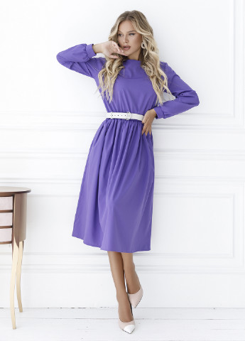 Светло-фиолетовое кэжуал платье клеш ISSA PLUS однотонное