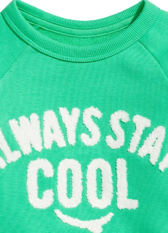 H&M світшот напис зелений кежуал