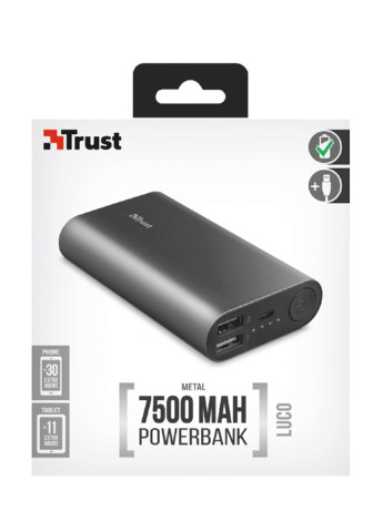 Универсальная батарея (павербанк) Trust Luco Metal Powerbank 7500