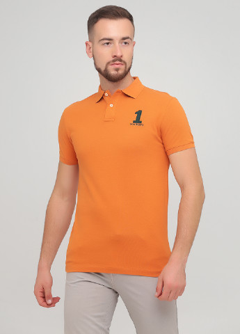 Оранжевая футболка-поло для мужчин Hackett однотонная