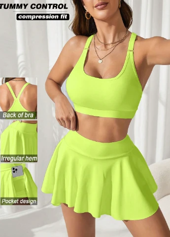 Спортивный костюм (топ, юбка-шорты) SHEIN (331821292)