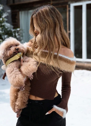 Коричневый демисезонный свитер SHEIN