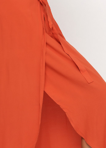 Оранжевая кэжуал однотонная юбка H&M а-силуэта (трапеция)