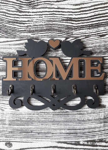 Ключница настенная для ключей деревянная HOME черно-золотая глянцевая HouseWood (252837487)