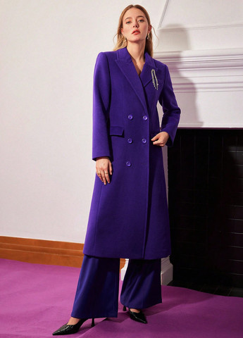 Індиго демісезонне Пальто двобортне SHEIN