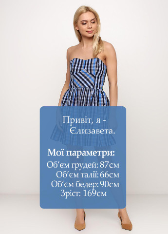 Синя кежуал сукня кльош, з відкритими плечима, з відкритою спиною Jack Wills в клітинку