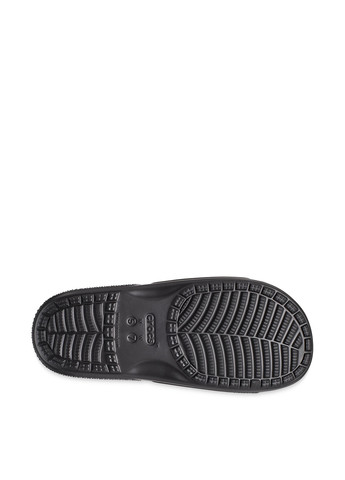 Черные шлепанцы Crocs с мехом, с логотипом