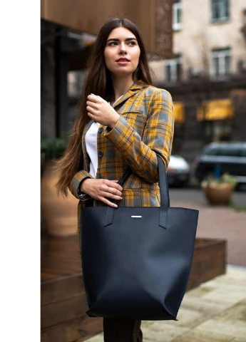 Кожаная женская сумка шоппер D.D. темно-синяя BlankNote (235752671)