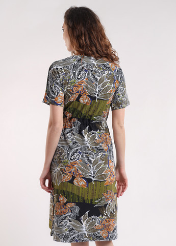Оливковое (хаки) кэжуал платье клеш BBL с цветочным принтом