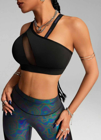 Чёрный топ бюстгальтер SHEIN без косточек полиэстер