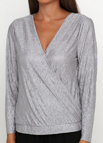Срібна демісезонна блуза на запах Jacqueline de Yong