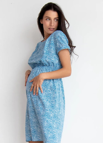 Голубое воздушное голубое платье для беременных и кормящих мам с приятной ткани с секретом для кормления To Be