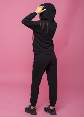 Спортивный костюм (худи, брюки) PROIZVOL однотонный чёрный спортивный трикотаж, хлопок