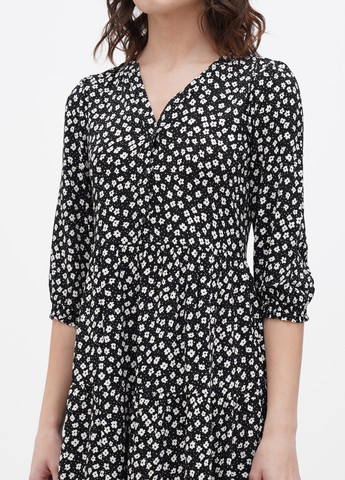 Чорна кежуал сукня кльош Even&Odd з квітковим принтом