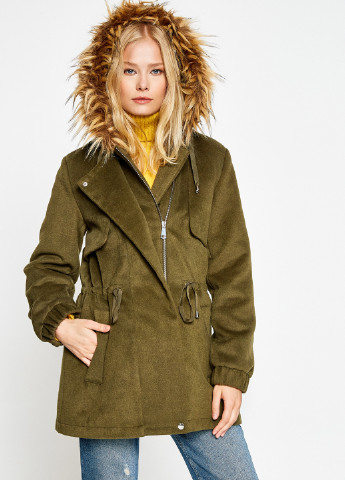 Оливковая (хаки) демисезонная пальто KOTON