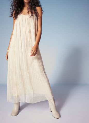 Світло-бежева коктейльна сукня H&M однотонна