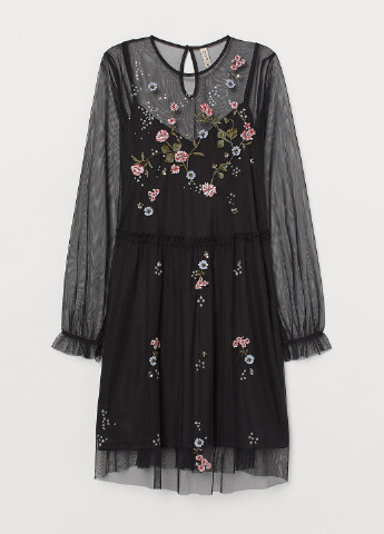 Чорна коктейльна сукня кльош H&M зірки