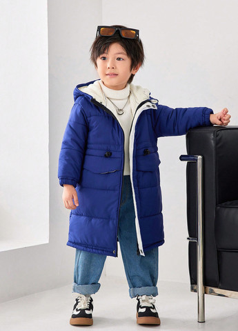 Темно-синя зимня куртка куртка-пальто SHEIN