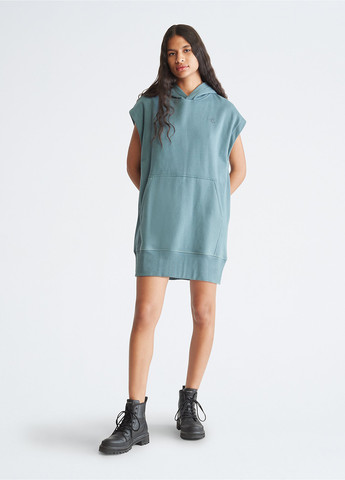 Бірюзова кежуал сукня сукня-худі Calvin Klein однотонна