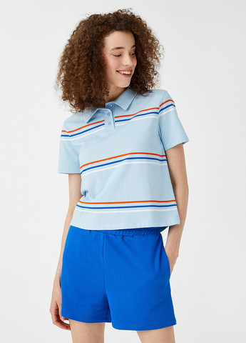 Светло-голубой женская футболка-футболка KOTON в полоску
