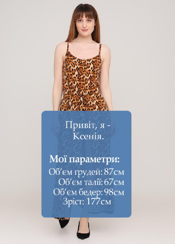Комбінезон Fashion news комбінезон-шорти леопардовий коричневий кежуал поліестер, трикотаж