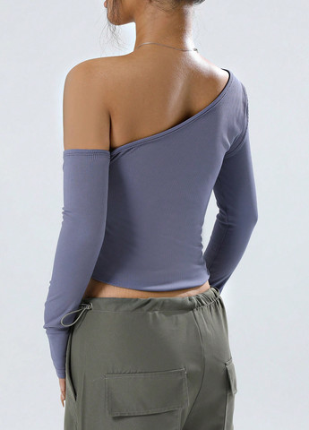 Серо-голубая блуза SHEIN