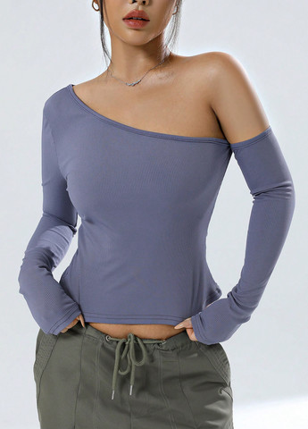 Серо-голубая блуза SHEIN