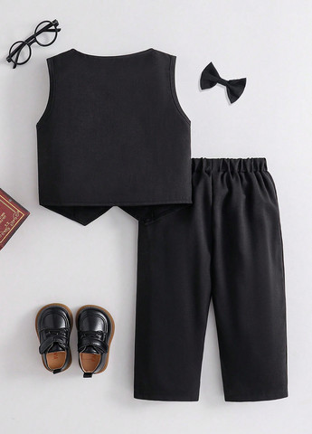 Черный демисезонный костюм (жилет, брюки) брючный SHEIN