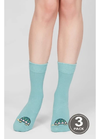 Бірюзові шкарпетки жіночі бавовняні socks 110 (3пари) Legs малюнки (254993886)