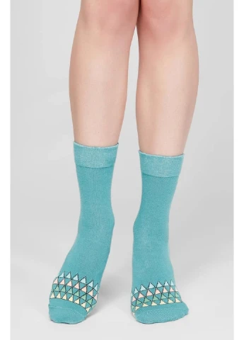 Бірюзові шкарпетки жіночі бавовняні socks 110 (3пари) Legs малюнки (254993886)