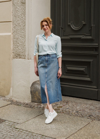 Синяя джинсовая варенка юбка Uniqlo