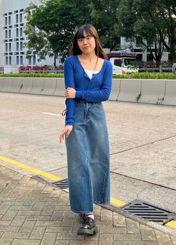 Синяя джинсовая варенка юбка Uniqlo