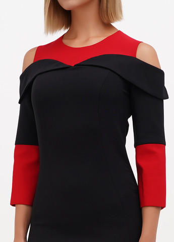 Чорна кежуал, коктейльна сукня кльош Sassofono Club однотонна