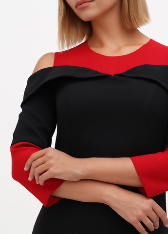 Чорна кежуал, коктейльна сукня кльош Sassofono Club однотонна