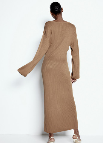 Светло-коричневое кэжуал платье H&M однотонное