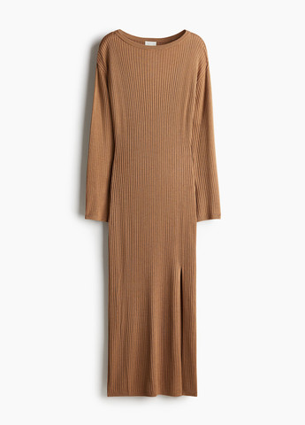 Светло-коричневое кэжуал платье H&M однотонное