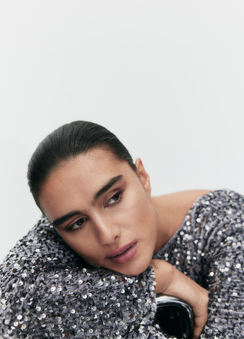 Сріблястий кежуал сукня з відкритою спиною H&M однотонна