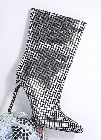 Серебряные осенние полусапоги SHEIN