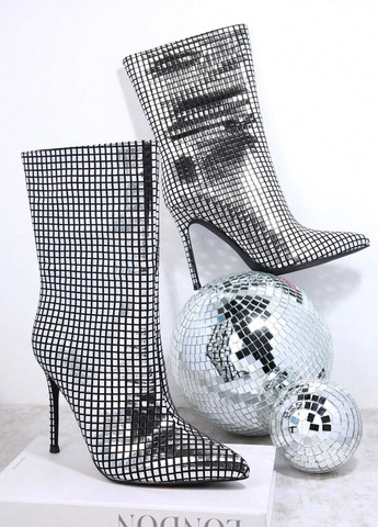 Серебряные осенние полусапоги SHEIN