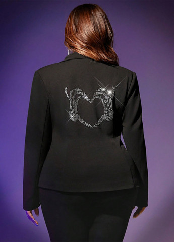 Черный женский жакет SHEIN однотонный - демисезонный